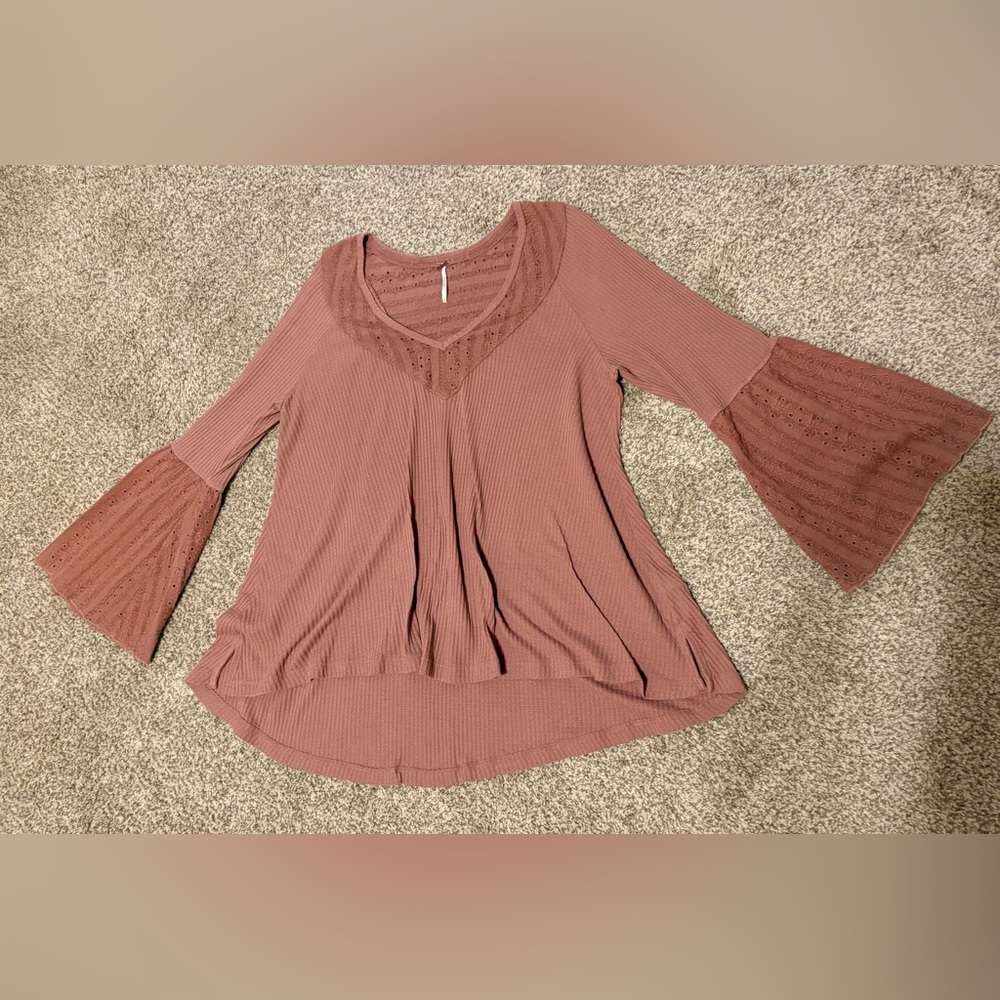 Free People Women's Mauve Lace Detail Top